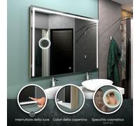 Specchio LED SYDNEY | Specchio Cosmetico | Copertina 3 Colori | Interruttore