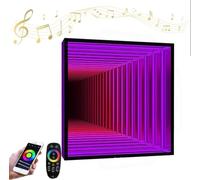 Specchio Luce Infinito RGB, Decorazione LED a Parete Cambiacolore Smart con Telecomando e App, Doppia Funzione Specchio e Luce d'Ambiente per Camera, Soggiorno, Sala Giochi e Home Bar,C-70CM