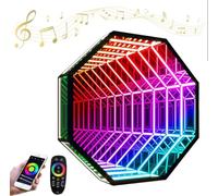 Specchio Luce Infinito RGB, Decorazione LED a Parete Cambiacolore Smart con Telecomando e App, Doppia Funzione Specchio e Luce d'Ambiente per Camera, Soggiorno, Sala Giochi e Home Bar,A-50CM
