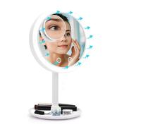 Specchio Luce Led Trucco MAKE UP USB Da Tavolo 5X 20 CM Portatile Ventilatore