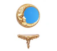 SPECCHIO LUNA + MENSOLA DA PARETE IN STILE BAROCCO SHABBY CHIC FINTO VINTAGE