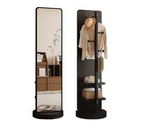 Specchio Lungo Tutta la Lunghezza Girevole a 360° e Appendiabiti 170×40cm Specchio con appendiabito in Legno massello Cornice,Specchi girevoli a 360° per Camera da Letto, Soggiorno, Armadio