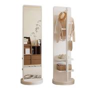 Specchio Lungo Tutta la Lunghezza Girevole a 360° e Appendiabiti 170×40cm Specchio con appendiabito in Legno massello Cornice,Specchi girevoli a 360° per Camera da Letto, Soggiorno, Armadio