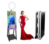Specchio magico per foto da 101,2 cm, con luce ad anello, per selfie, touch screen, per feste, noleggio, matrimoni, cerimonie (nero, solo macchina)