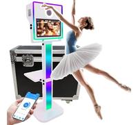 Specchio magico per selfie da 15,6", con touch screen, cabina fotografica DSLR, controllo app, luce e angolo regolabile, luce di riempimento RGB + custodia da volo, adatta per matrimoni, feste