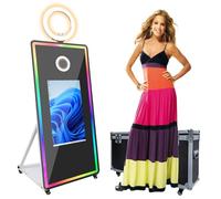 Specchio magico Photo Booth 32 pollici Touch Screen Interattivo Built-in Mini PC LED Specchio Photo Booth RGB Luci Selfie Photobooth Macchina per Eventi Festa di Nozze Affitto Affari