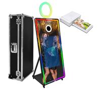 Specchio magico Photo Booth con luce RGB (nero 32 ''Touchscreen, macchina+mini stampante)