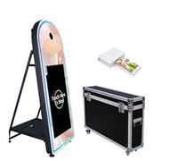 Specchio magico portatile con touch screen da 32", per foto, selfie, 165 cm, per matrimoni, feste, eventi, colore nero, 165 cm + mini stampante