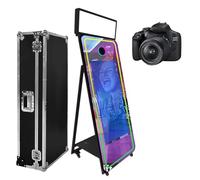 Specchio magico portatile da 165 cm, cabina fotografica con touch screen da 43 pollici, con luce quadrata e luce RGB, cabina fotografica per selfie con custodia (nero, schermo da 165 cm (43") +