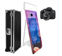Specchio magico portatile da 165 cm, cabina fotografica con touch screen da 43 pollici, con luce quadrata e luce RGB, cabina fotografica per selfie con custodia (bianco, schermo da 165 cm (43") +
