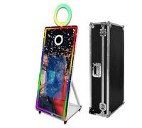Specchio magico portatile da 65 pollici, cabina fotografica con touch screen da 32 pollici, con luce RGB, cabina fotografica per selfie con custodia (bianco, 65" (schermo da 32")