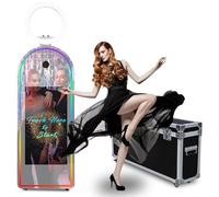 Specchio magico portatile per cabina fotografica, 32 pollici, touch screen, specchio per selfie, con luce RGB e custodia da viaggio, per feste, eventi, matrimoni