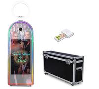 Specchio magico portatile per cabina fotografica, 32 pollici, touch screen, specchio per selfie, con luce RGB e custodia da viaggio, per feste, eventi, matrimoni (macchina fotografica + stampante)