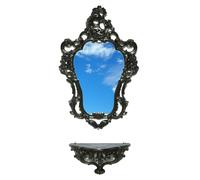 SPECCHIO + MENSOLA CONSOLE IN STILE BAROCCO FINTO VINTAGE VARI COLORI 75X49 CM