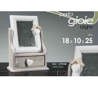 SPECCHIO MOBILETTO PORTA GIOIE CASSETTIERA OGGETTI TRUCCHI CUORE PENDENTE 25 cm