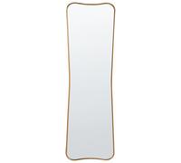 Beliani Specchio moderno a parete con cornice in legno di forma ondulata e ganci 160 x 50 cm Oro