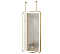 Specchio Moderno da Appendere al soffitto per Bagno con luci LED, Asta Metallica, Specchio Rettangolare da Parete per Hotel/Negozi (40 cm x 70 cm)