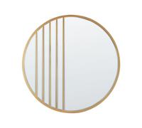 Specchio moderno da parete con cornice in MDF di forma rotonda e ganci in oro