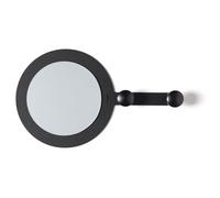 specchio moderno da parete riflesso appeso Nero in Ferro, vetro per lo specchio e legno per i pomelli