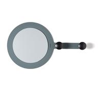 specchio moderno da parete riflesso appeso Petrolio in Ferro, vetro per lo specchio e legno per i pomelli 45x27h cm ( 20cm specchio)