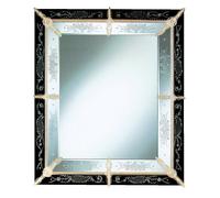 Specchio moderno Verticale H 100cm in Vetro di Murano inciso nero cristallo oro