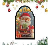Specchio natalizio con ologramma di Babbo Natale - Babbo Natale olografico illuminato | Ornamento natalizio con luci per decorazione da parete casa camera da letto feste