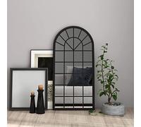 Specchio nero, 90 x 45 cm, cornice in ferro, specchio da parete per interni, decorazione per corridoio, soggiorno, bagno, cornice completa, rinforzo della luce