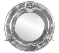 Specchio oblò da parete in alluminio e vetro, diametro 23 cm, con materiale di fissaggio, cornice argentata, specchio decorativo da parete per bagno, corridoio, camera da letto, soggiorno e corridoio
