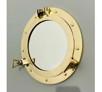 Specchio oblò finitura ottone antico 12" ~ decorazione parete nautica maritti...