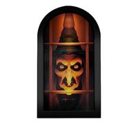 Specchio ologramma di Halween Witch - 7,56 × 13,35 pollici specchio da parete infestato spessuale per decorazioni inquietanti, effetto di illusione spaventoso con luce a led, decorazione di Halloween
