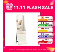 Specchio ondulato Homcom a figura intera 160X50 cm, specchio da terra o da parete, senza cornice, base in legno, per soggiorno, D