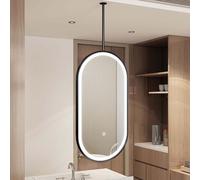 Specchio ovale a LED da soffitto per luminosità regolabile e 3 modalità di colore, elegante design con asta sospesa, 50 cm x 70 cm, perfetto per decorazioni domestiche e per la casa