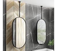 Specchio Ovale con Asta di Supporto e Cornice in Metallo, Montaggio a soffitto con Braccio, Specchio da Trucco per Bagno e Soggiorno, Specchio Decorativo Creativo (Il Braccio può Essere pers