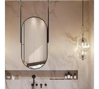 Specchio ovale da appendere al soffitto, specchio da parete in metallo con doppie staffe, elegante specchio per la casa e l'hotel, 40 cm x 70 cm