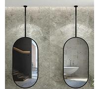 Specchio ovale da appendere per bagno, design a piuma in metallo nero, 40 x 70 cm e 50 x 70 cm, personalizzabile, decorazione da parete per ingresso, elegante specchio ovale per la casa