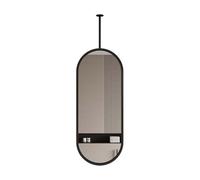 Specchio Ovale da Parete con Asta di Supporto, ruotabile a 360°, Ideale per casa o Hotel, con Struttura in Metallo e Asta di Supporto (Nero, 60x120 cm)