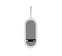 Specchio ovale da soffitto bifacciale, specchio decorativo sospeso girevole a 360°, illuminazione a LED a 3 temperature di colore, adatto for casa e hotel(Gold,60x100cm)