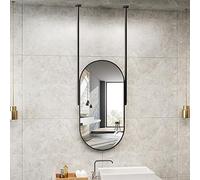 Specchio ovale da soffitto con asta per appenderlo, vetro HD decorativo per bagno trucco e rasatura