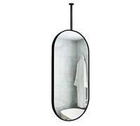 Specchio Ovale da soffitto, specchi ovali con Cornice in Metallo Nero, Grandi specchi da Bagno, Specchio HD con Asta da soffitto per Arredamento casa (40 cm x 60 cm)