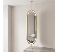 Specchio Ovale da Soffitto,Specchio Ovale da Parete per Bagno,40x80cm | Specchio Ovale Montato a Soffitto,con Asta di Sospensione,per Bagni Zone Giorno e Corridoi(Gold-,40x80cm/15.7x31.5in)