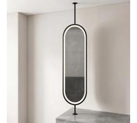 Specchio Ovale da Soffitto,Specchio Ovale da Parete per Bagno,40x80cm | Specchio Ovale Montato a Soffitto,con Asta di Sospensione,per Bagni Zone Giorno e Corridoi(Black-,50x80cm/19.7x31.5in)