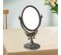 Specchio ovale da toeletta girevole in metallo bifacciale per tavolo da