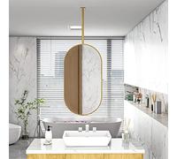 Specchio ovale dorato da soffitto, pratico specchio da appendere con cornice in metallo, per bagno e soggiorno, 40 cm x 60 cm, decorazione da parete in vetro, elegante accento per la casa