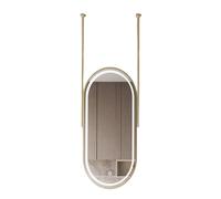 Specchio Ovale Illuminato A LED Con Illuminazione Regolabile In 3 Colori, Adatto For Applicazioni Domestiche O Alberghiere. Binari Di Montaggio Personalizzabili(Gold,40x80cm)