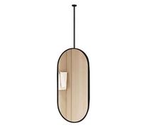 Specchio Ovale Moderno, Specchio sospeso con Cornice in Metallo Nero, specchi con Asta di Sospensione - Facile da installare - Asta da soffitto Personalizzabile (60 cm x 90 cm)