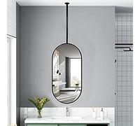 Specchio ovale montato a soffitto in metallo e con braccio trasparente creativo Pratico specchio per il trucco per bagno, camera da letto, corridoio, ingresso