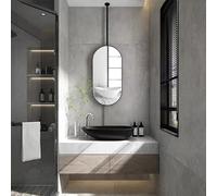 Specchio ovale montato a soffitto, vetro decorativo con asta di sospensione personalizzabile per bagno Vanity e trucco