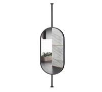 Specchio ovale nero per toeletta da bagno, specchio da parete con struttura in metallo con asta per appendere al soffitto, specchi decorativi in vetro Specchi galleggianti per la casa o l'hotel(50cm
