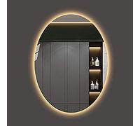 Specchio Ovale retroilluminato a LED per Bagno, Specchio per Trucco Illuminato Specchio cosmetico Specchio a Parete con luci, Luce Calda Senza Interruttore, 50 * 70 cm