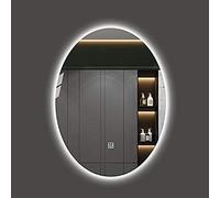 Specchio ovale retroilluminato a LED per bagno, Specchio per trucco illuminato Specchio cosmetico Specchio a parete con luci, Luce bianca con interruttore, 50 * 70 cm